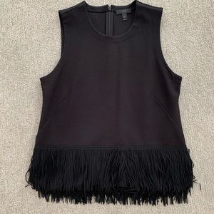 J Crew black sleeveless fringed top